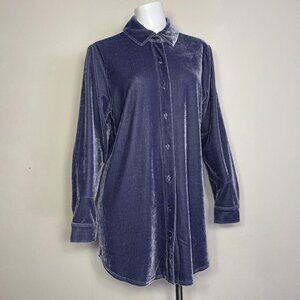 Soft Surroundings Velvet Boyfriend Tunic Top Shirt Small Blouse Button Up L/S